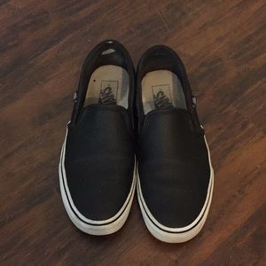 Black Leather Perforated Vans